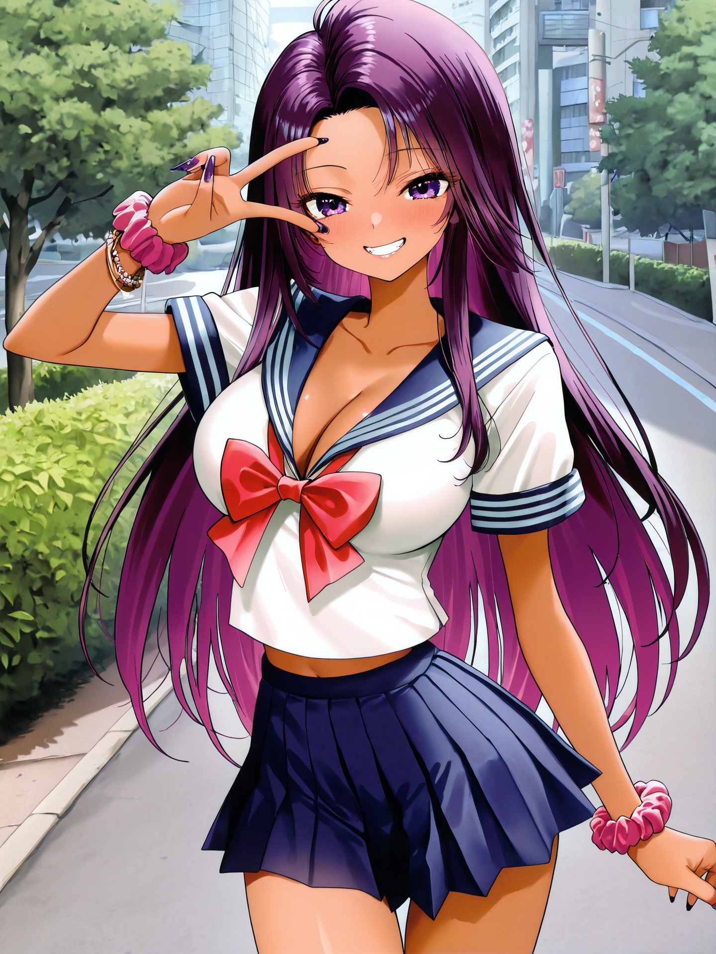 okanotakeshi,  hazukiizunapurple eyes,  purple hair on Tensor.Art