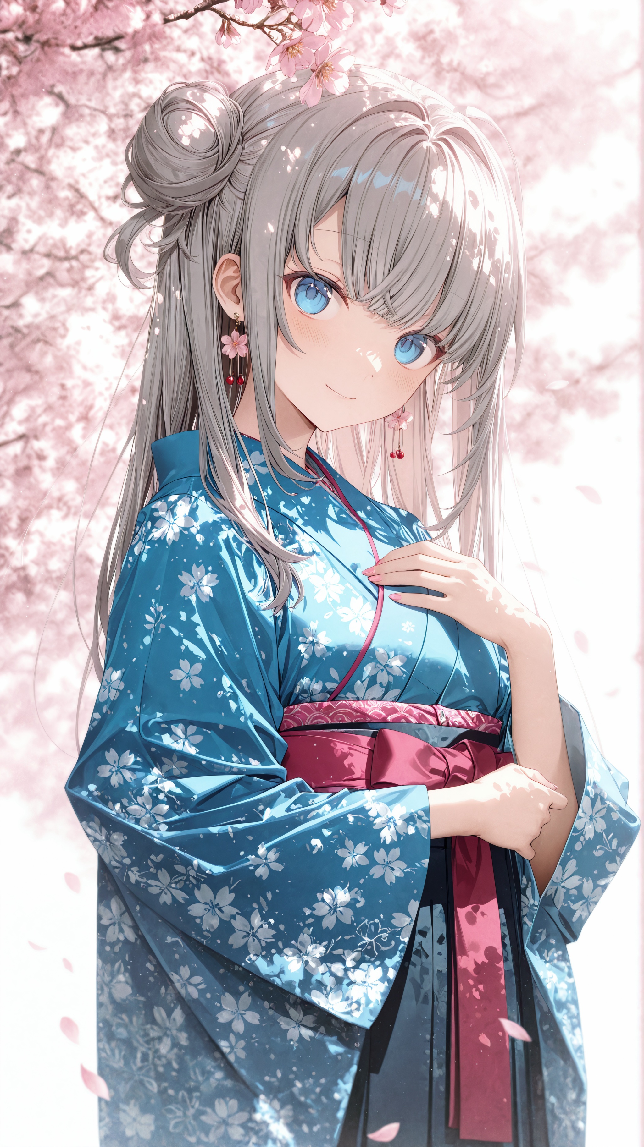 1girl,  blue eyes,  blue kimono on Tensor.Art