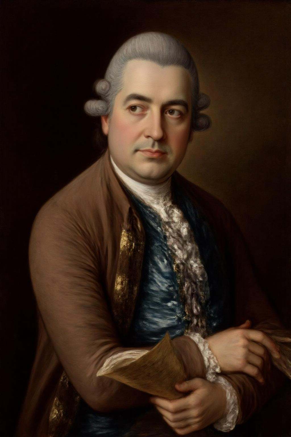 gainsbo1 paintingPortrait of Johann Christian Bach,  an 18th-century gentleman. The subject,  a man with a stern on Tensor...