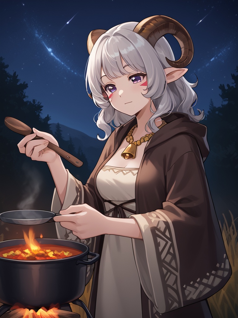 red whisker_markings ,  cooking pot,  night sky on Tensor.Art