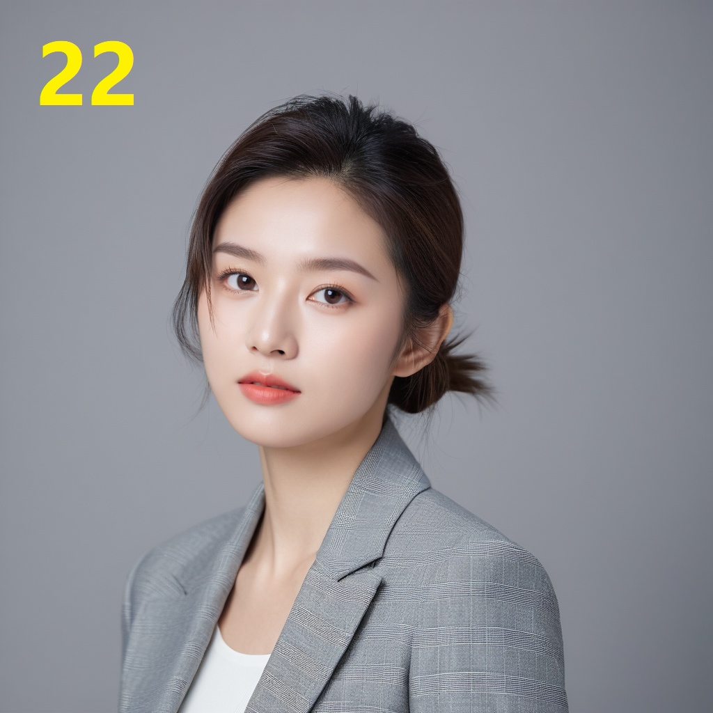 leogirl,A 22-year-old woman,portrait photo,facial focus,photo taken,fashionable and simple,Chinese ethnicity,soft gray background,natural lighting,high-resolution clarity,contemporary portrait,gentle,fashionable and avant-garde,simple accessories,details with strong contrast between skin color and neutral background,looking at the audience,