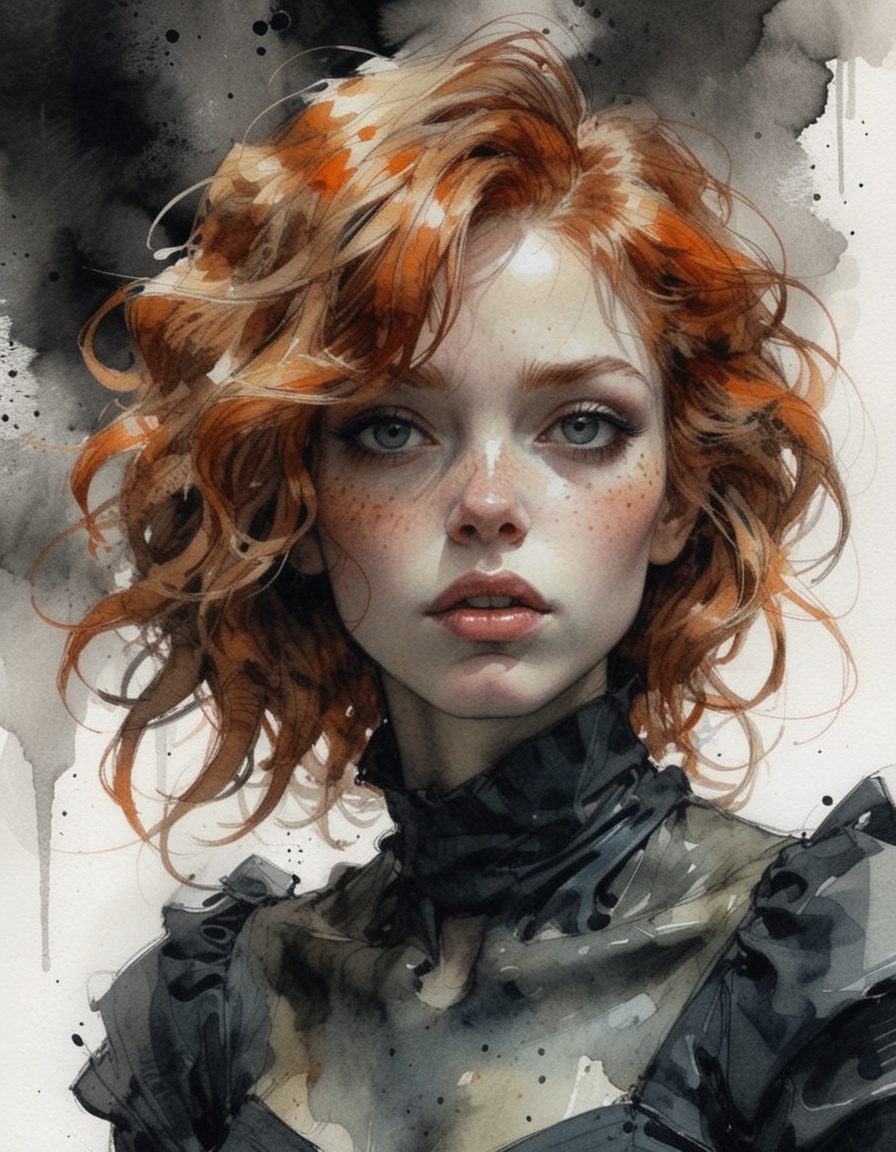 illustrated by Gabriel Picolo,  (resplendent highlighting) in the style of casual line and wash sketch,  hauntingly beauti...