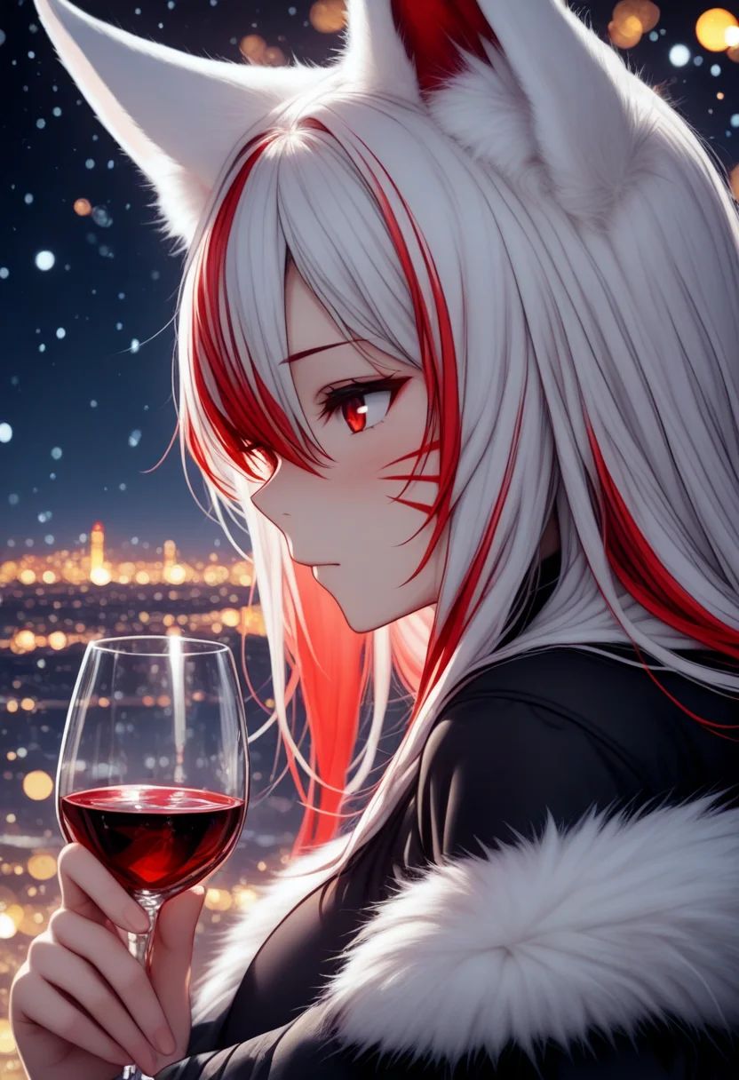 1girl,  fox ears,  red eyes on Tensor.Art