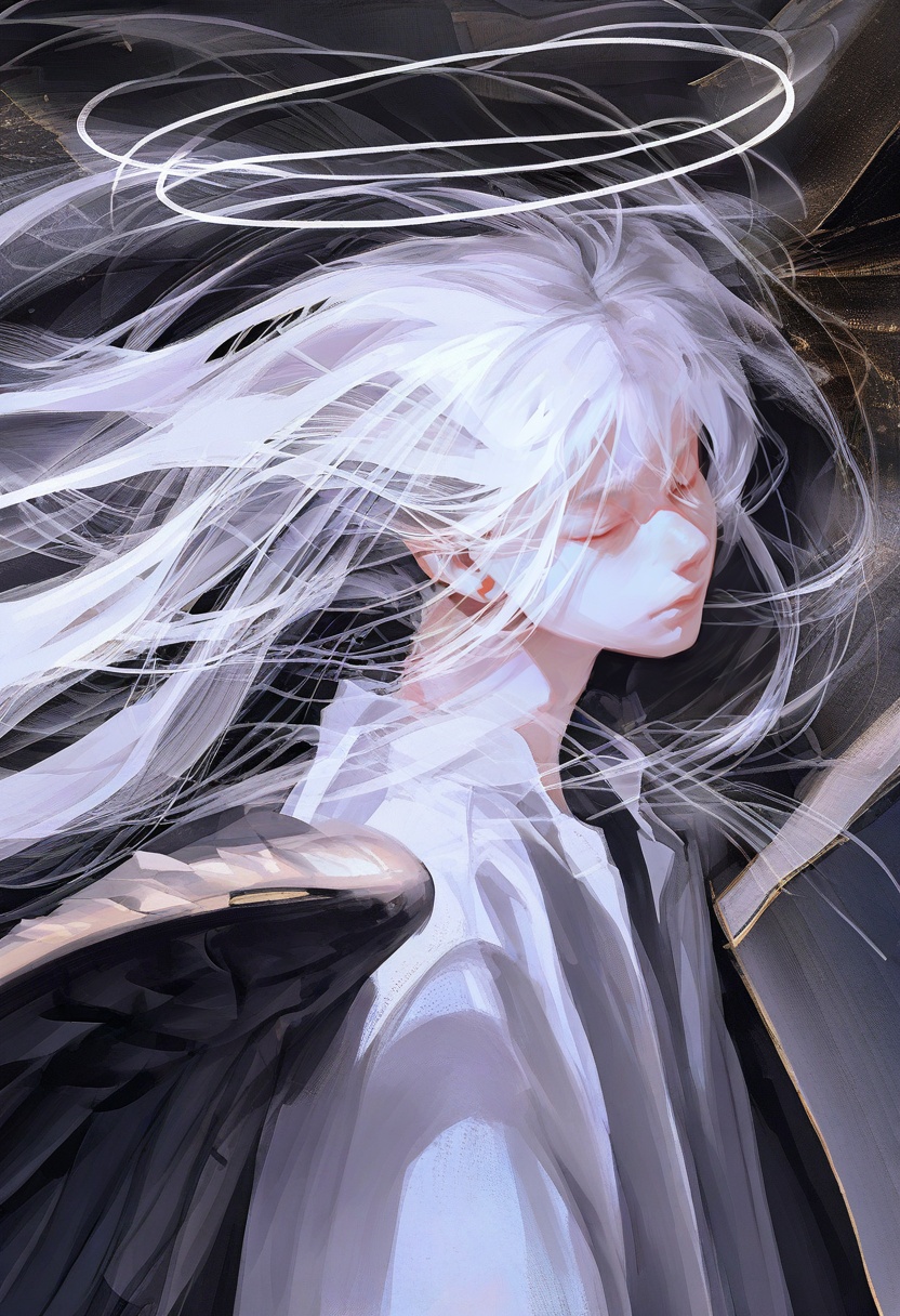 halo,  solo,  long hair on Tensor.Art