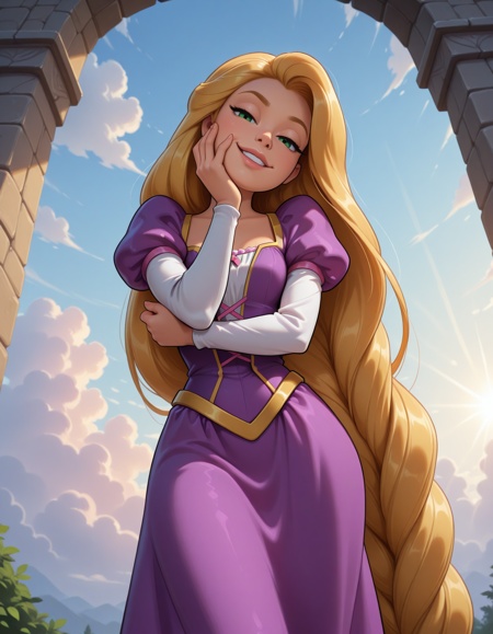 rapunzel,  dress,  juliet sleeves on Tensor.Art