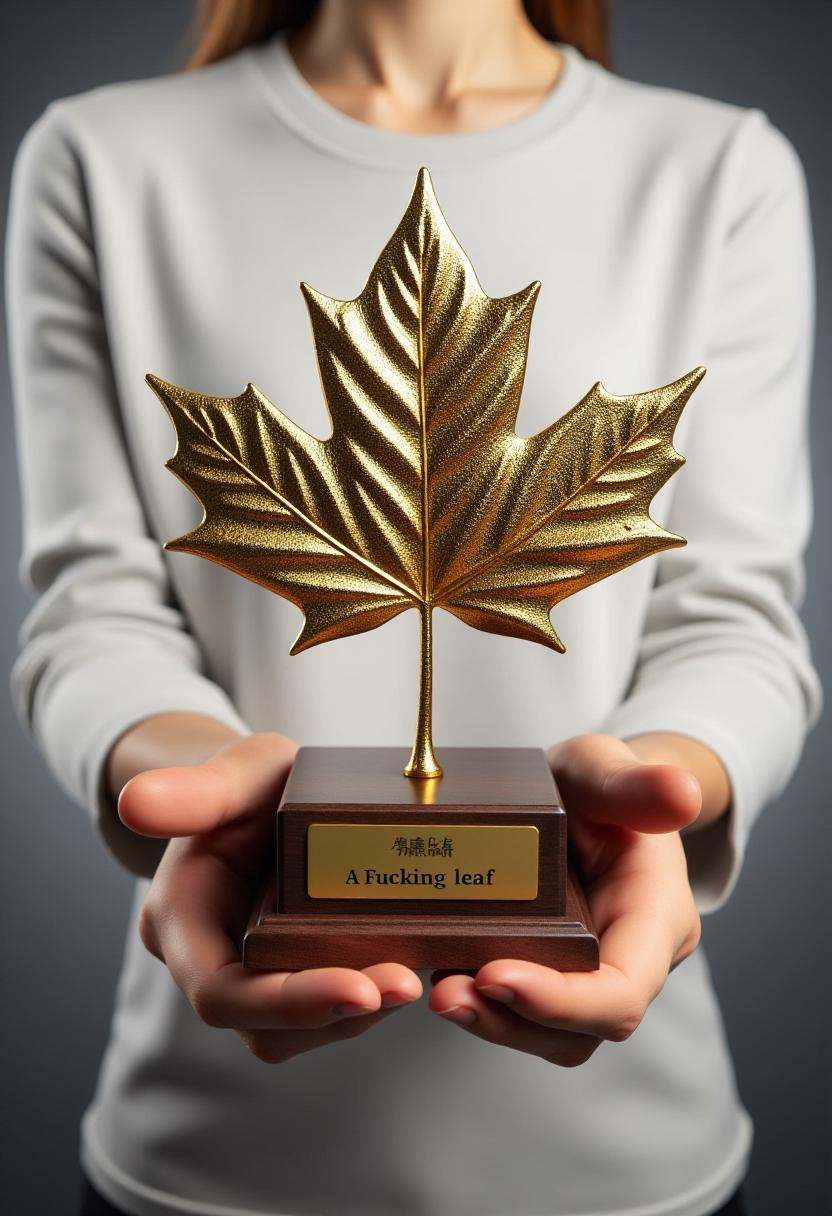 This photograph features a person holding a prestigious award. The individual,  dressed in a white,  long-sleeved shirt on...
