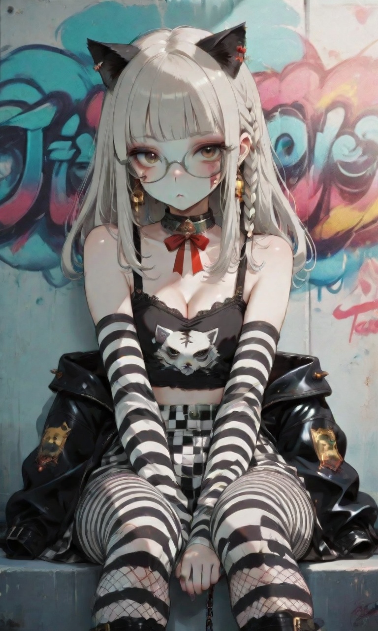 1girl,  animal print,  bangs on Tensor.Art