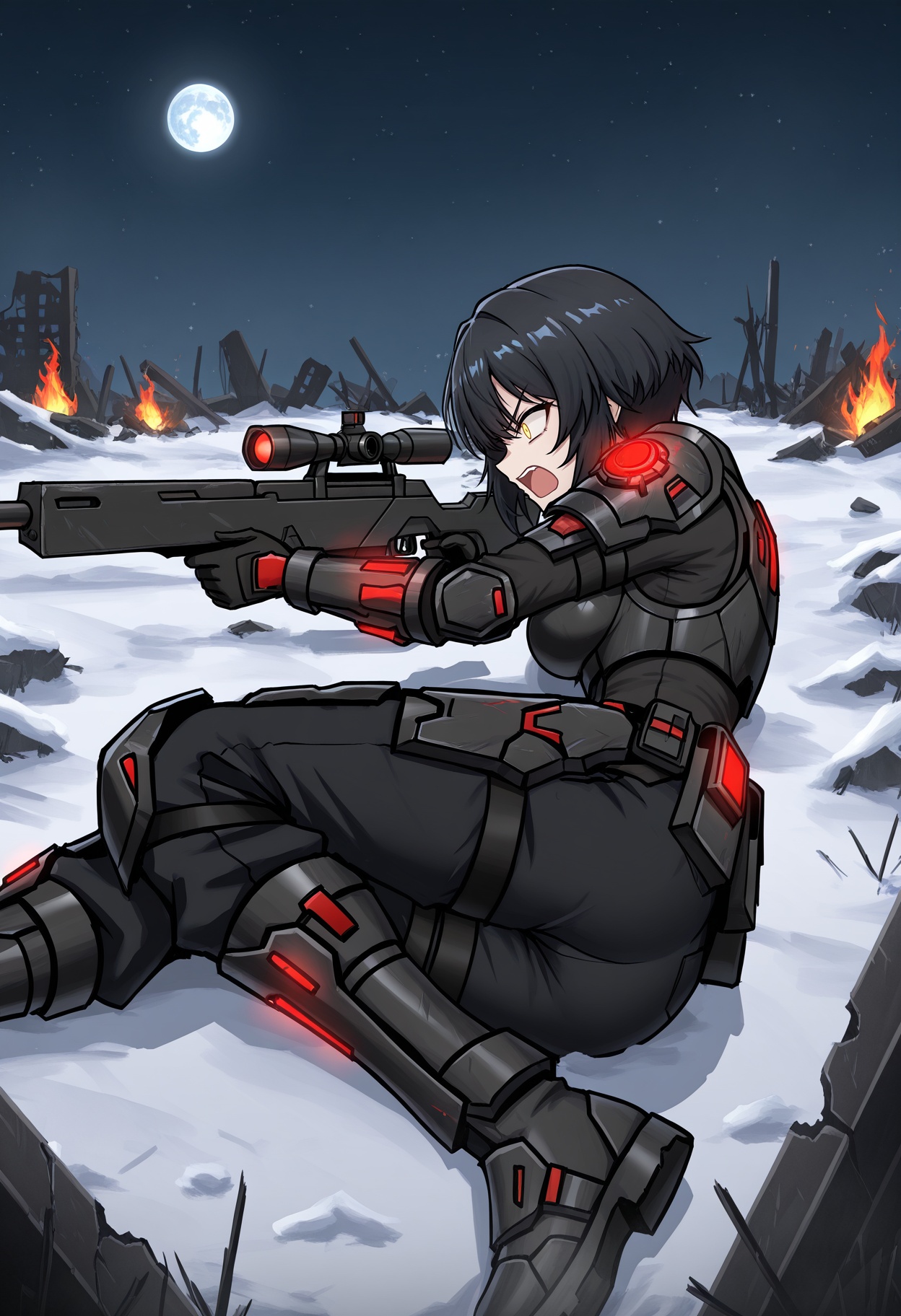 solo,  1girl,  black short hair on Tensor.Art