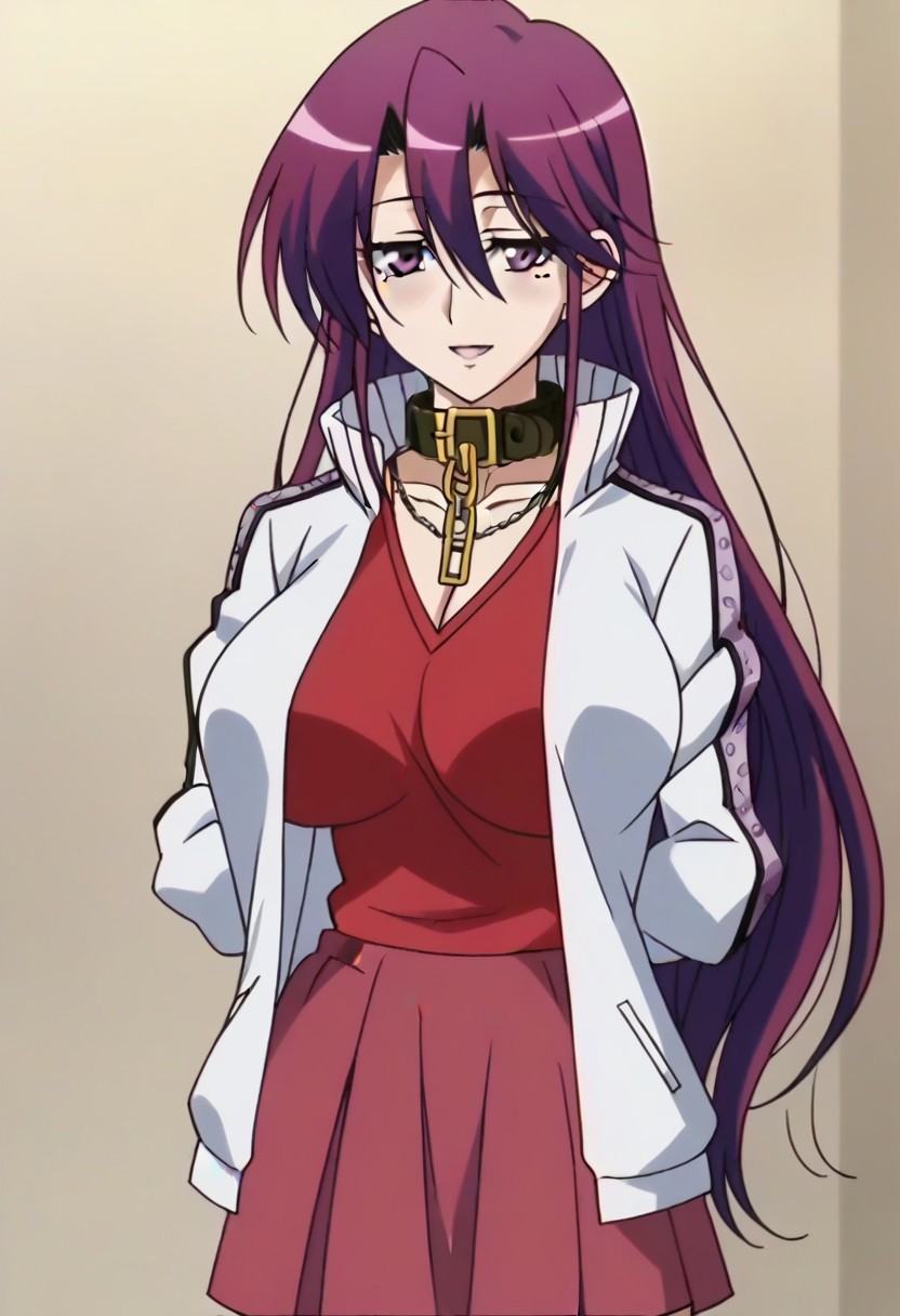 Shishido_Shiho,  purple hair,  long hair. collar chain on Tensor.Art