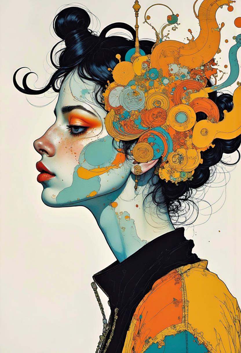 A digital illustration featuring a seductive angle by Scott Bergey by Hannah Yata,  Louis Rhead,  Carne Griffiths on Tenso...