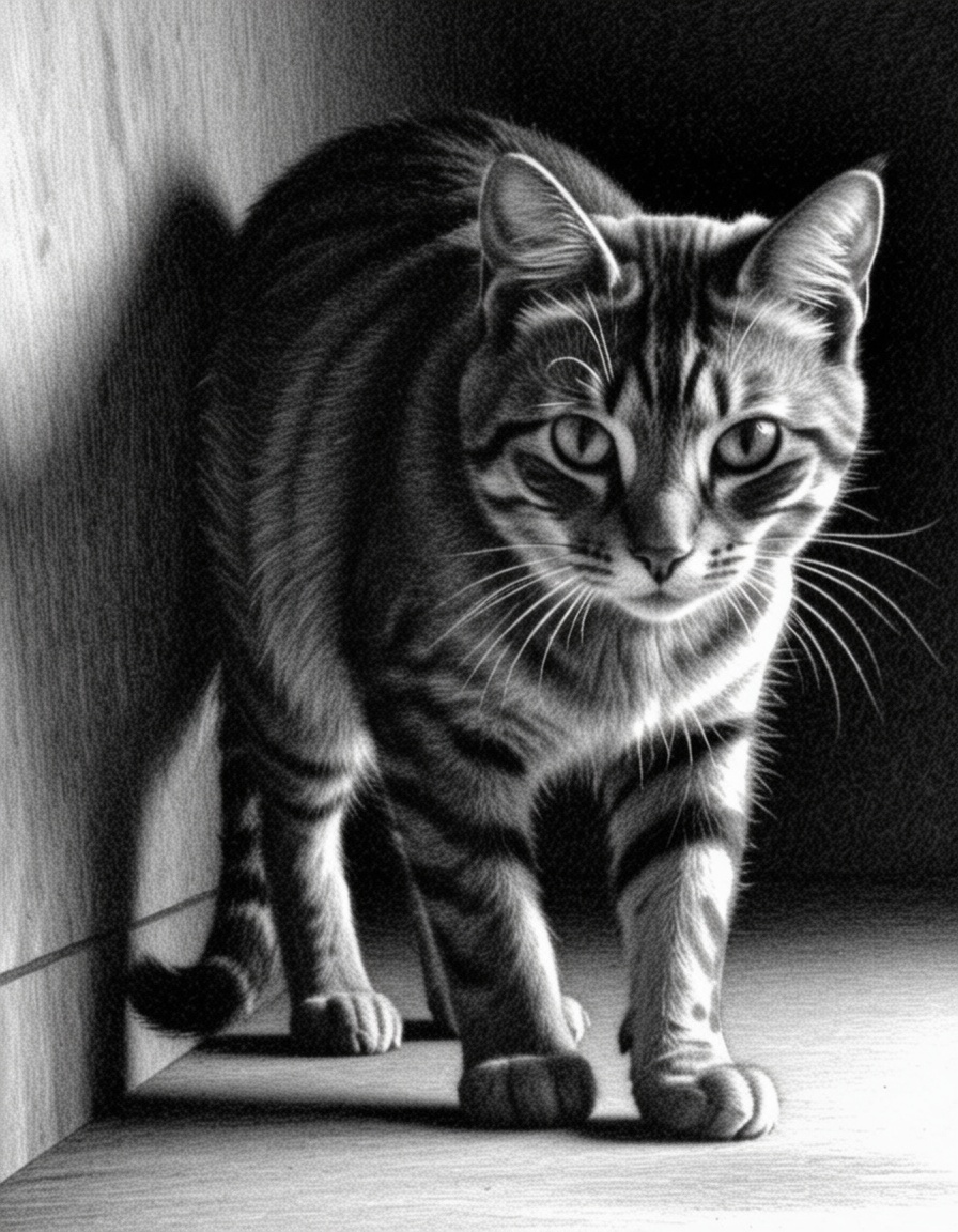 ehgraphite,  cat roaming in the streets of prague on Tensor.Art