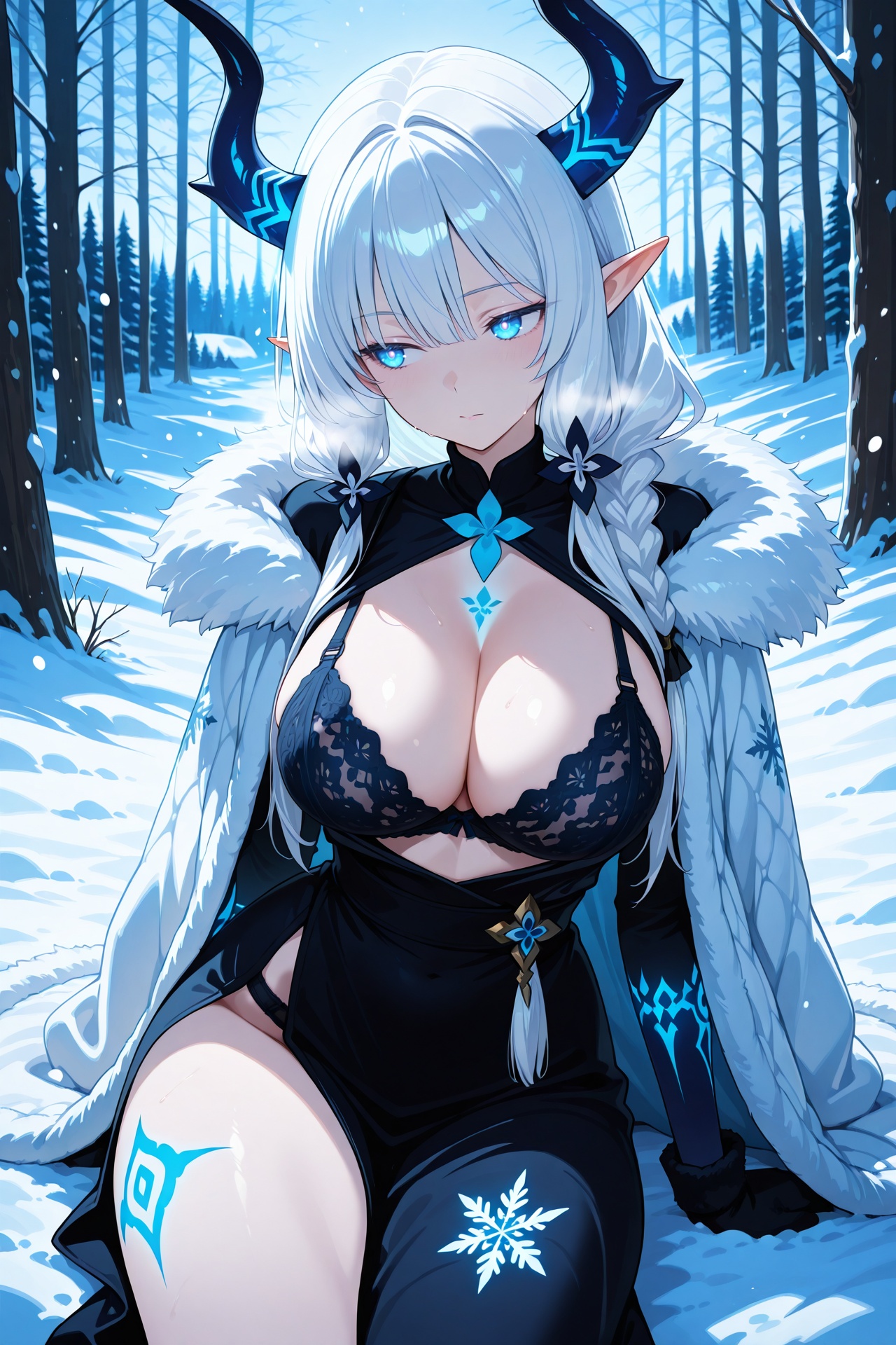 1girl,  elf,  white hair on Tensor.Art