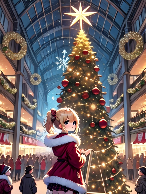((christmas tree with festive lights)),  ((cowboy shot)),  ((1girl)) on Tensor.Art