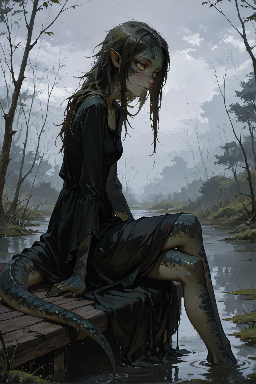 lizard girl,  slit pupils,  scales on Tensor.Art