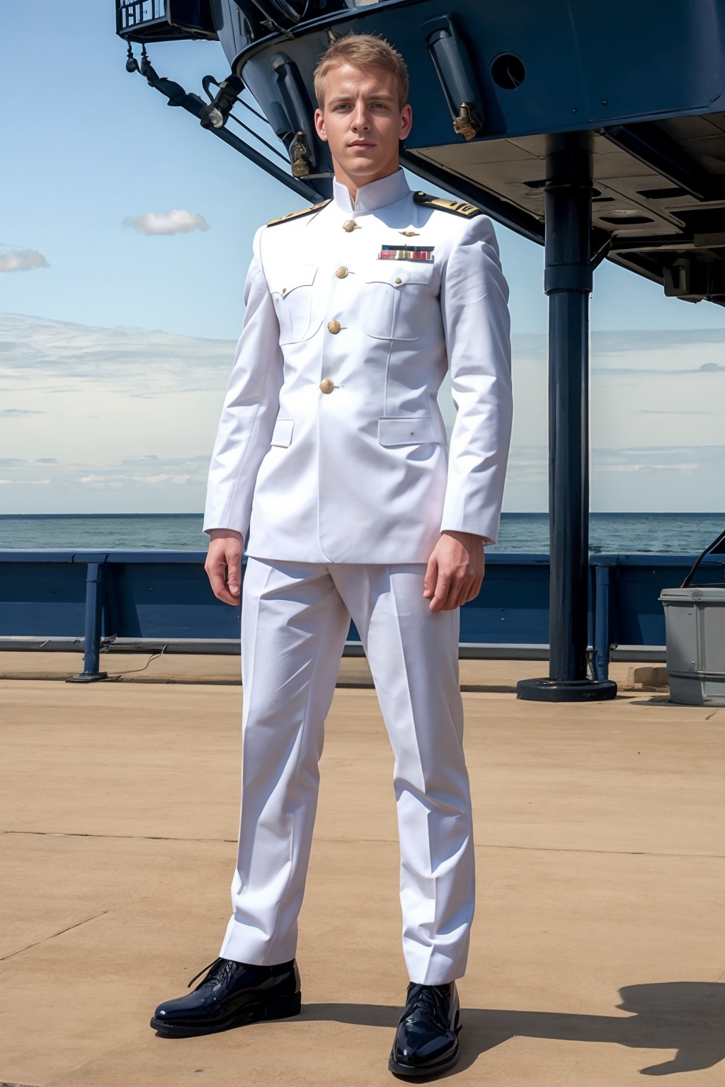 deck of navy ship,  standing,  BrettStevens on Tensor.Art
