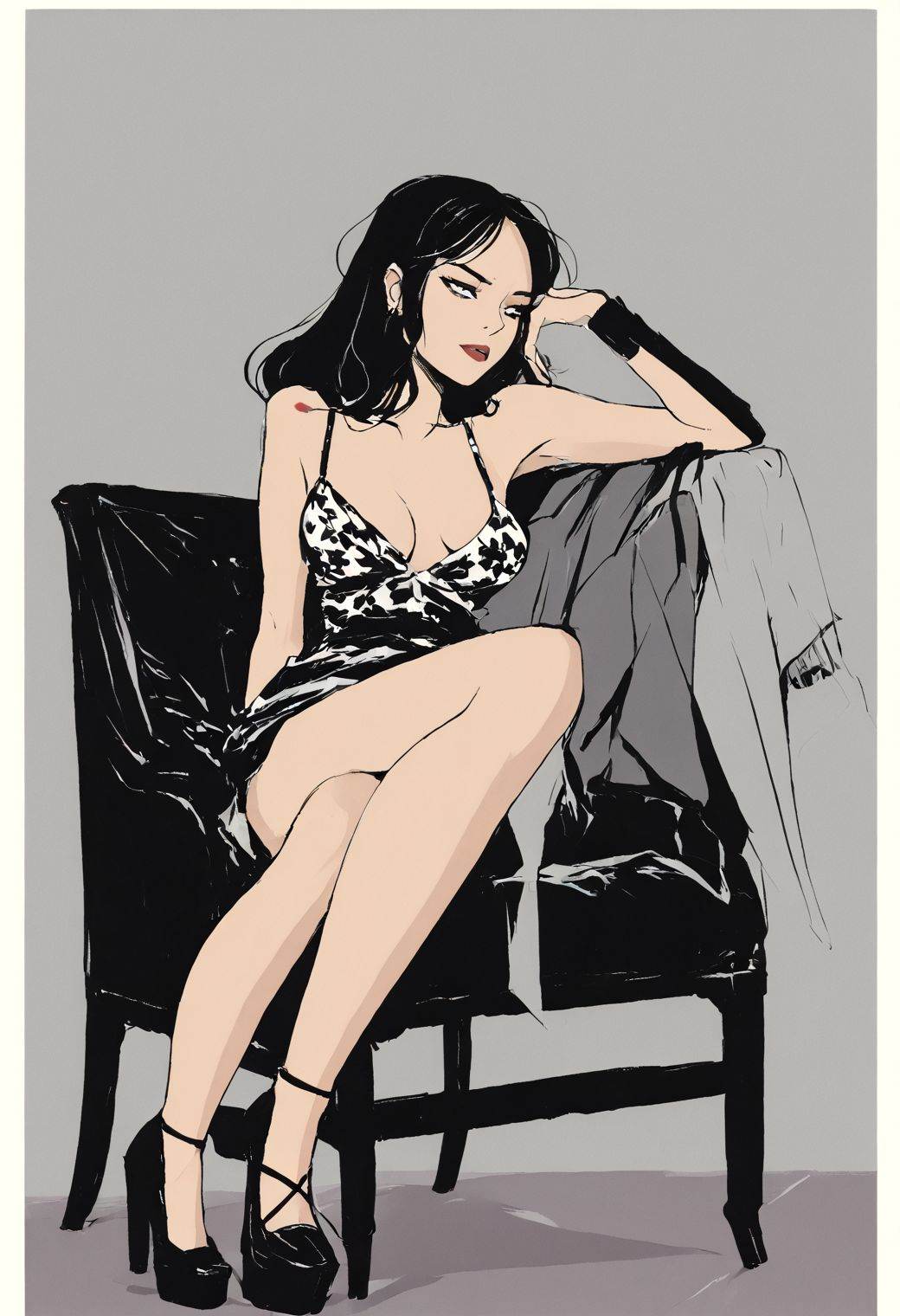 illustration,  graphic novels,  woman on a chair on Tensor.Art