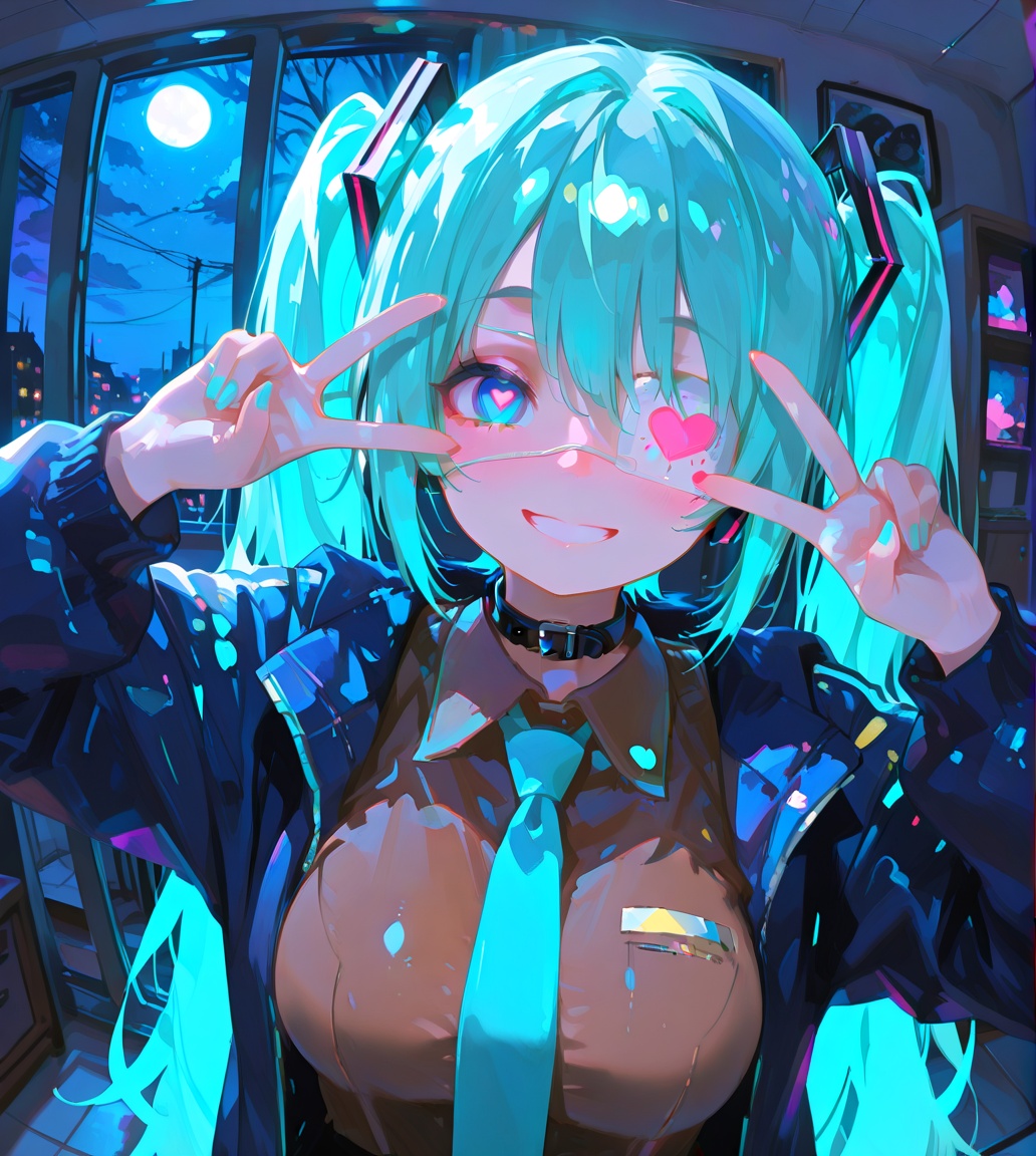 1girl,  monitoring \(vocaloid\),  aqua hair on Tensor.Art