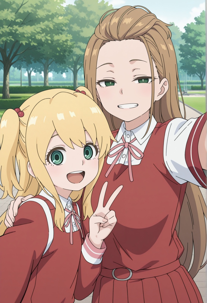 2girls,  selfie,  outdoors on Tensor.Art