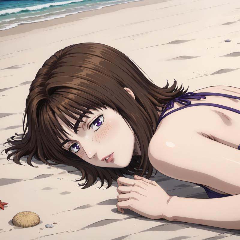 outdoors,  sandy beach,  half-closed eyes on Tensor.Art