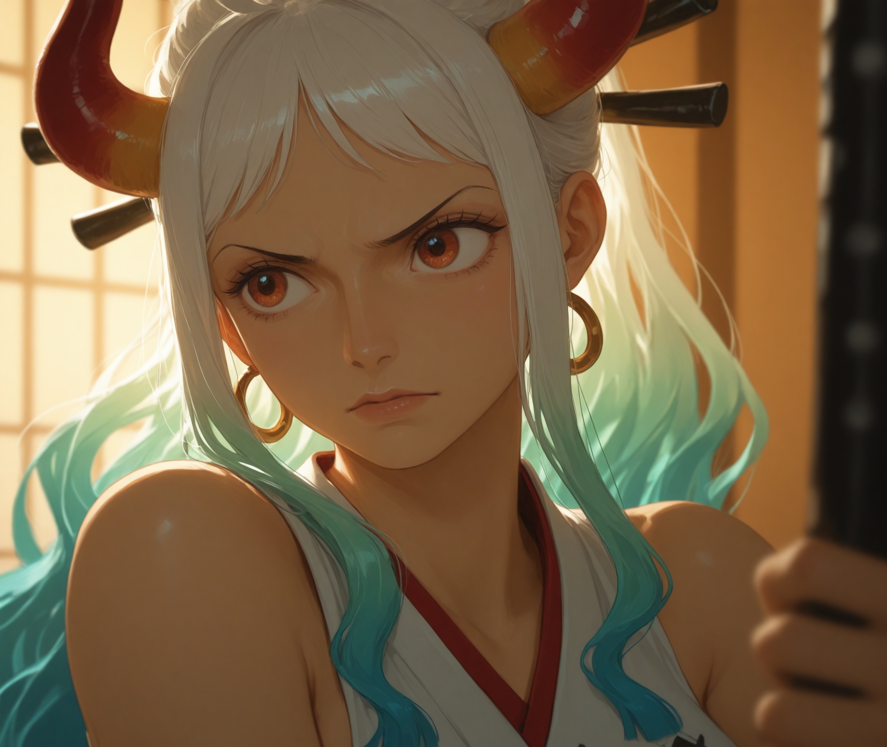 anime coloring,  1girl,  yamato \(one piece\) on Tensor.Art