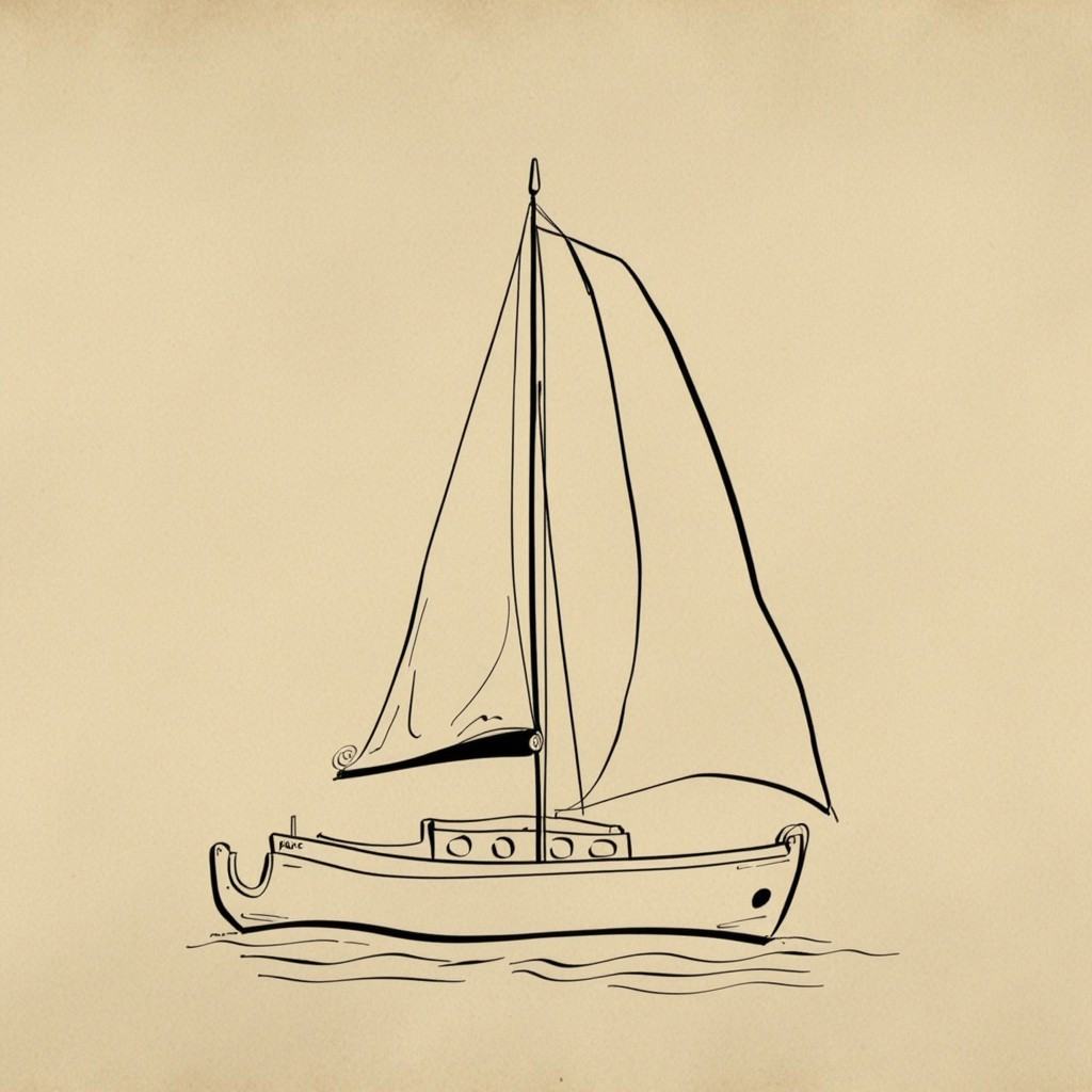 a sailboat,  colorless,  simple on Tensor.Art