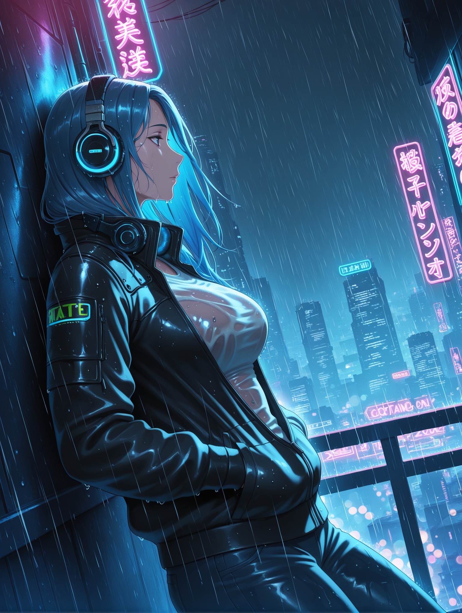 mature female,  solo,  blue hair on Tensor.Art