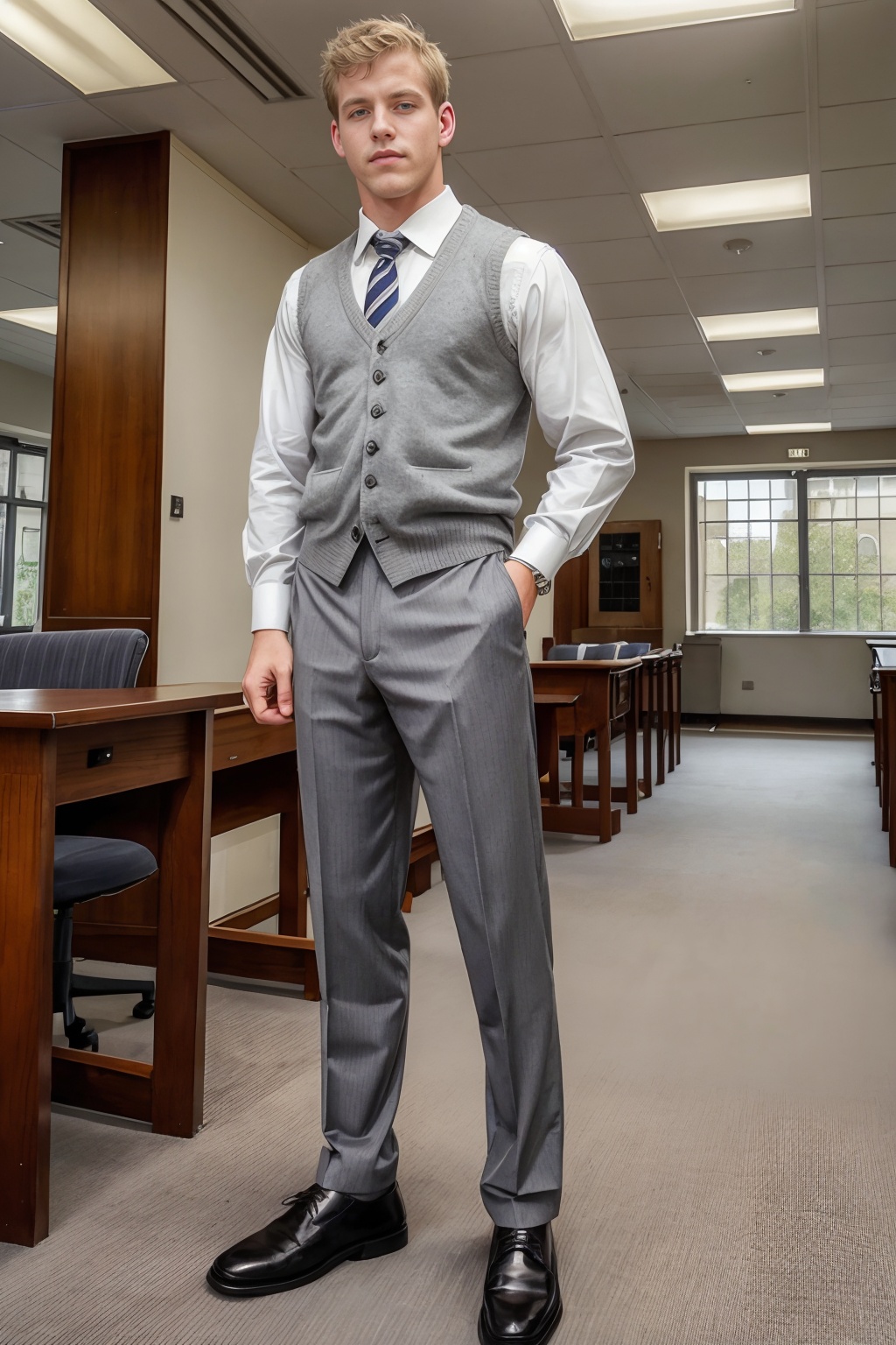 English private school,  student commons,  standing on Tensor.Art