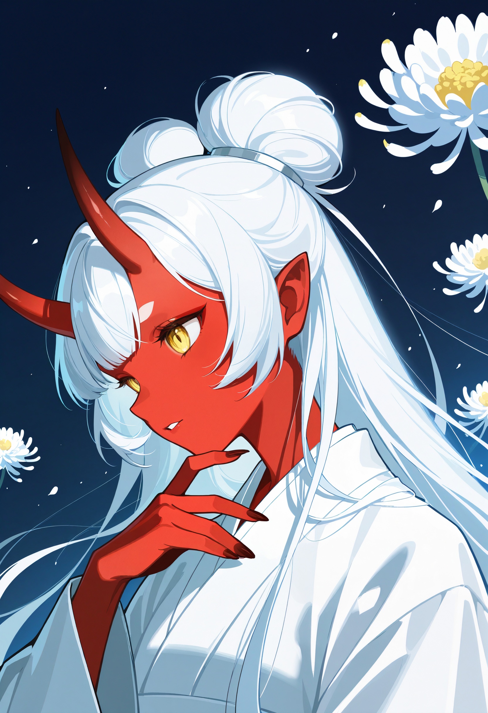 night sky,  1girl,  oni on Tensor.Art