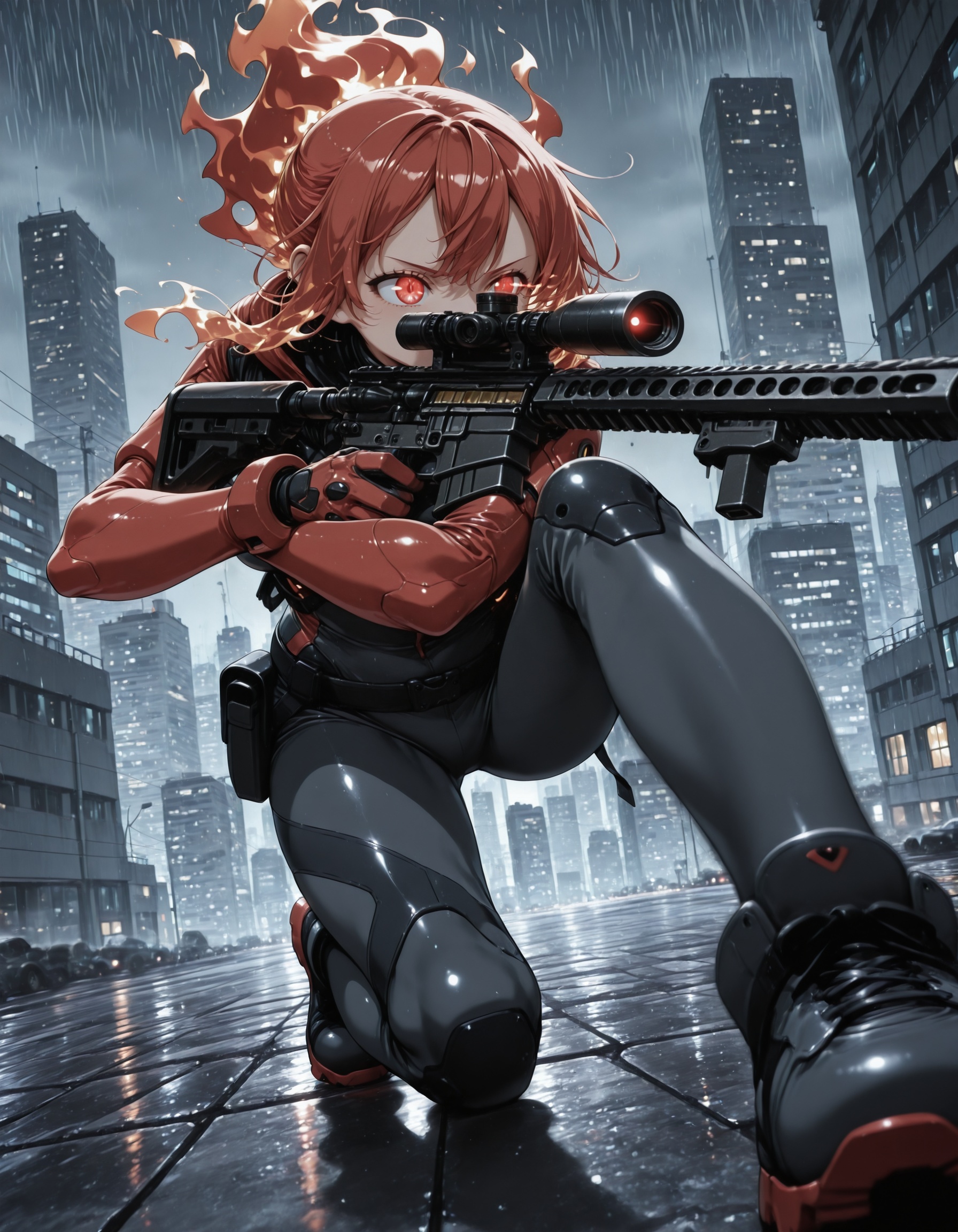 1girl,  solo,  fiery red tousled hair on Tensor.Art