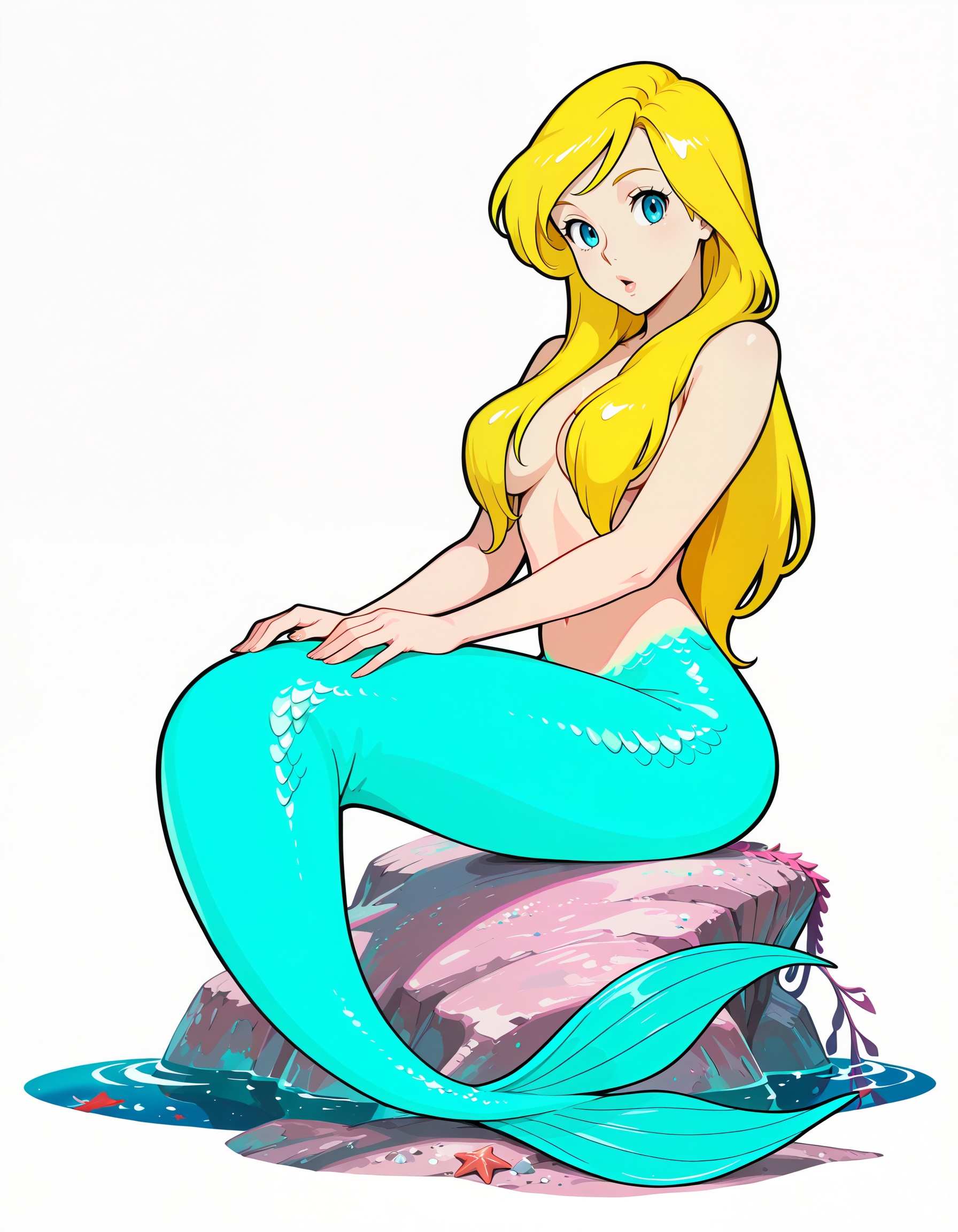 mermaid,  long hair,  blonde hair on Tensor.Art