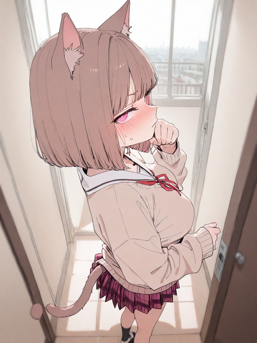 1girl,  bob cut,  light pink brown hair on Tensor.Art
