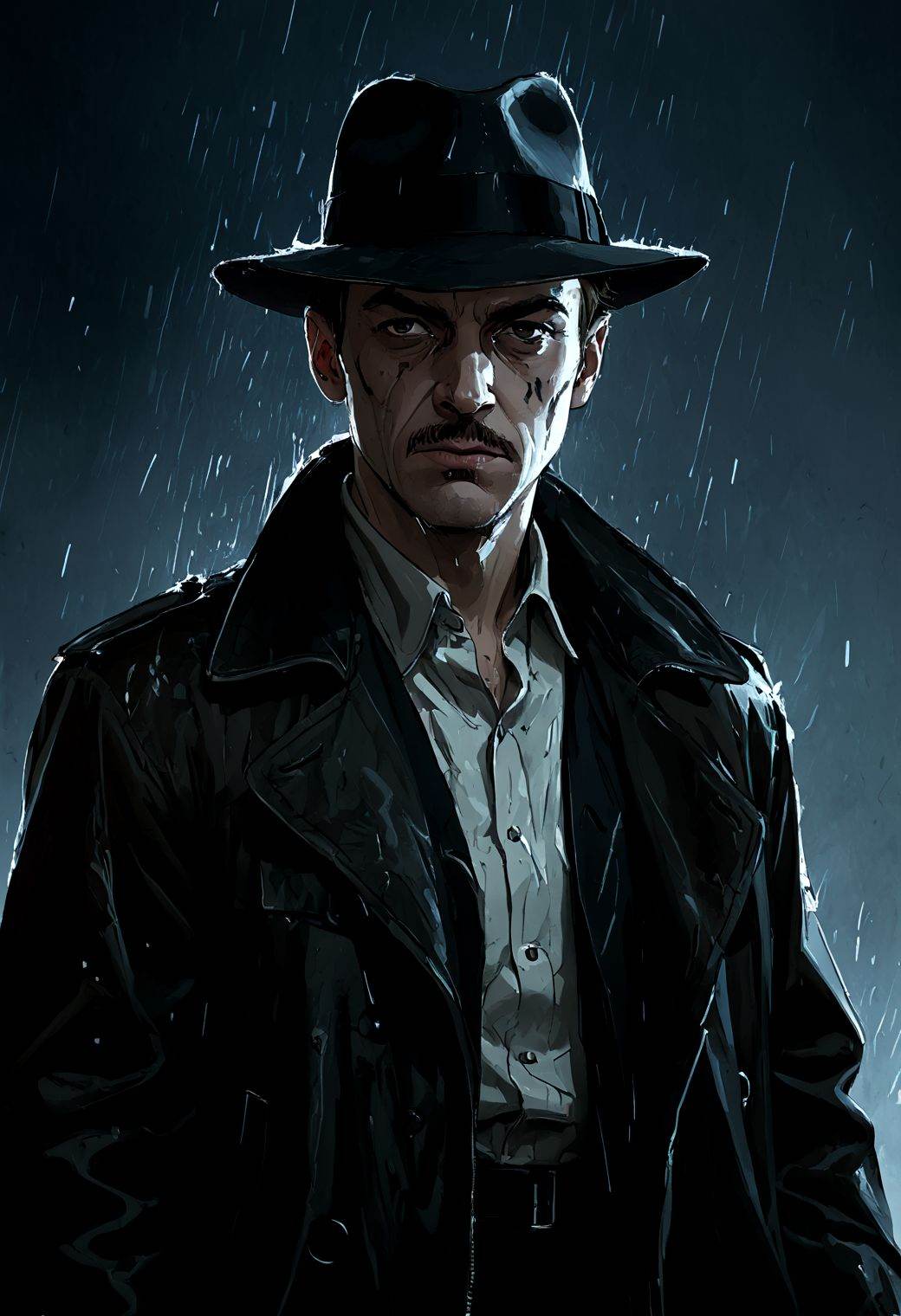 intimidating portrait of Rorschach from watchmen,  cyber-implants,  neo-noir cyberpunk on Tensor.Art