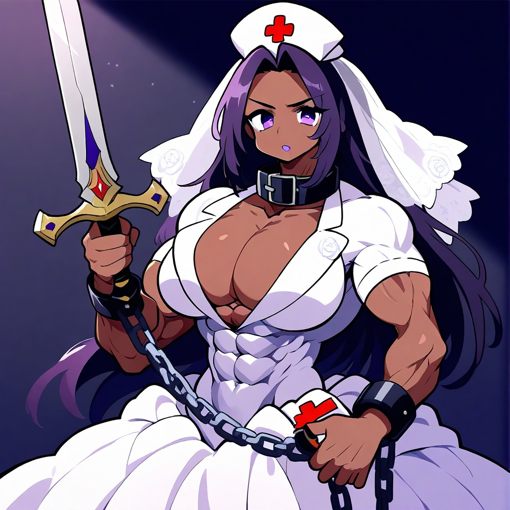 purple eyes,  cleavage,  1boy on Tensor.Art