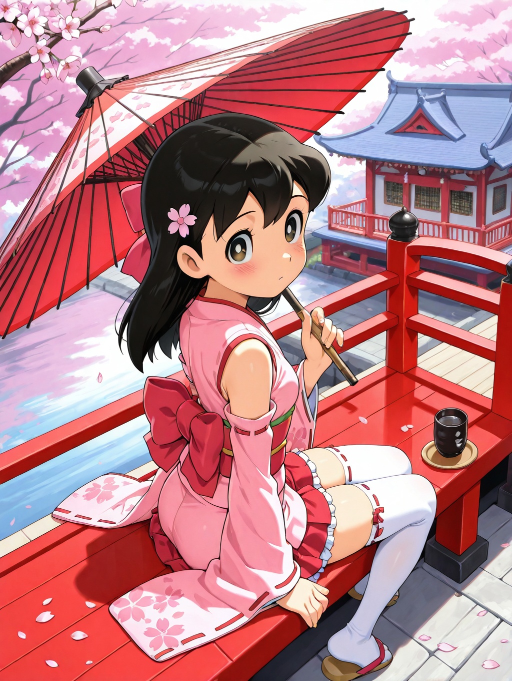 minamoto shizuka,  umbrella,  1girl on Tensor.Art