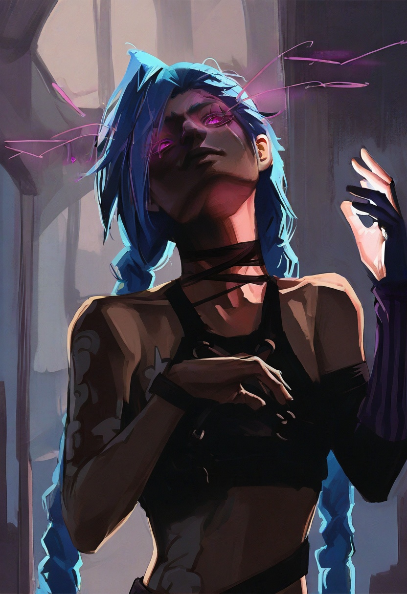 1girl,  jinx \(league of legends\),  long hair on Tensor.Art