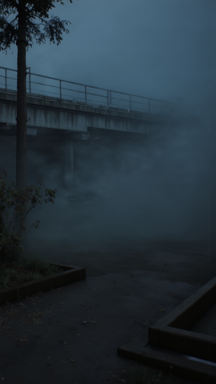 realistic photo of a scary place,  at Blue hour,  Bokeh on Tensor.Art
