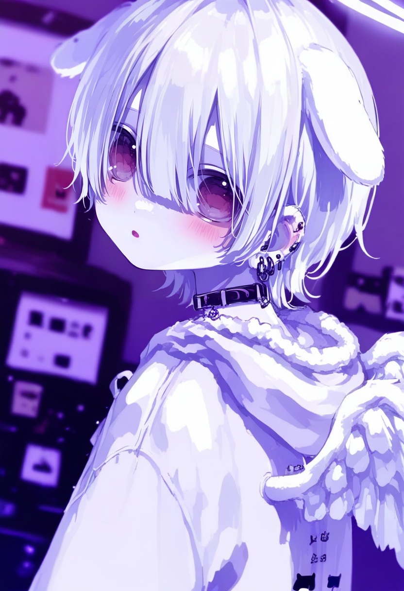 animal ears,  white hair,  pale skin on Tensor.Art