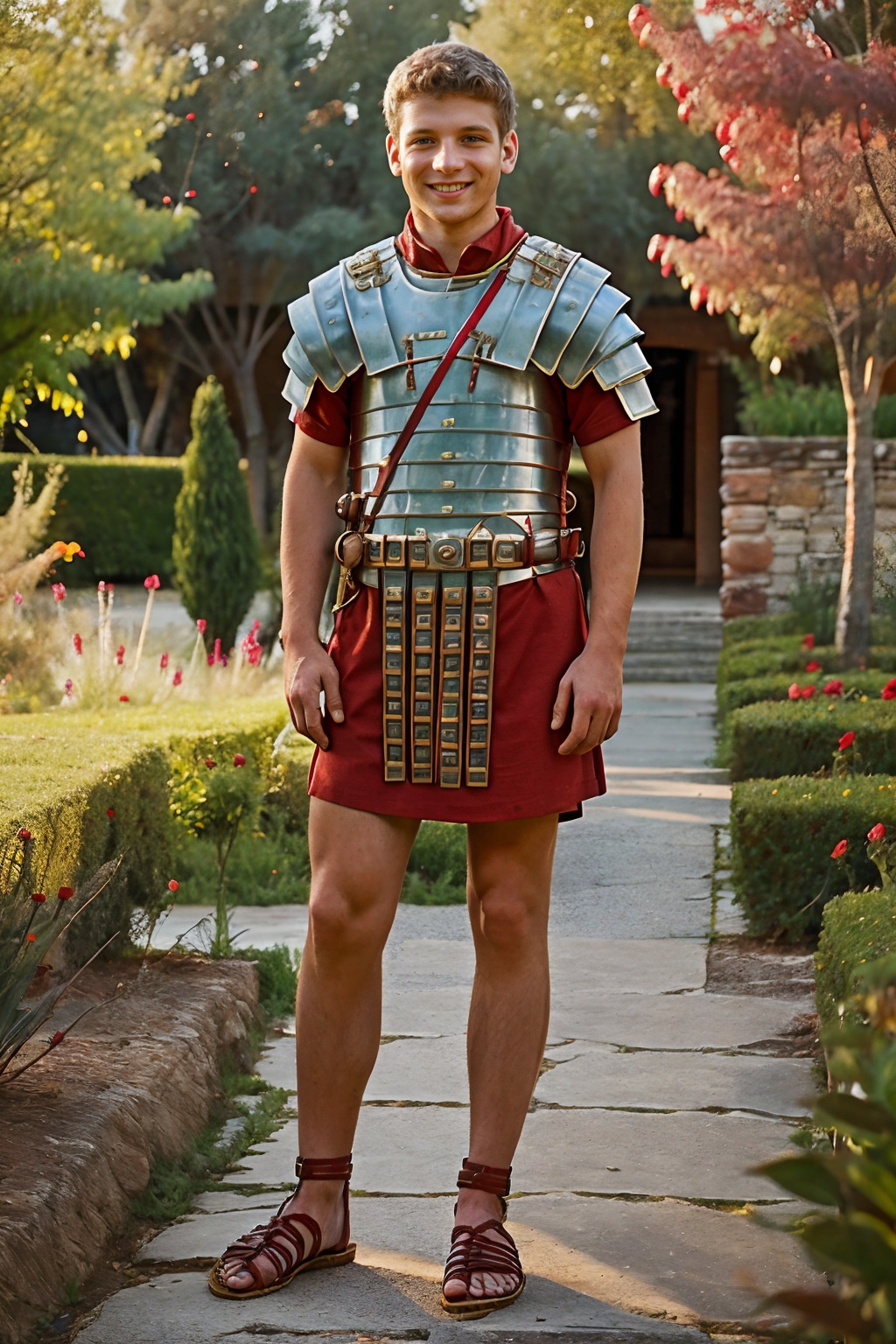 garden of Roman Villa,  standing,  smiling on Tensor.Art