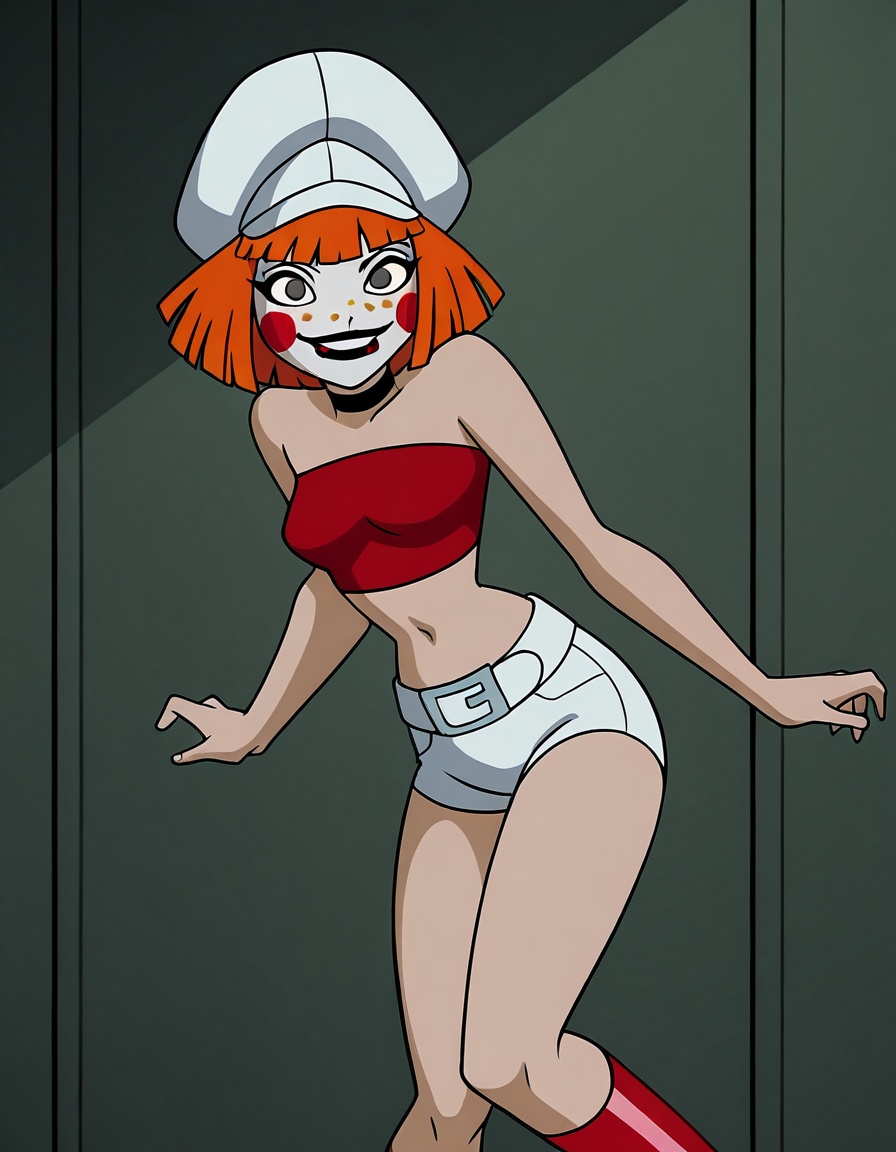 deedees,  short hair,  white cabbie hat on Tensor.Art