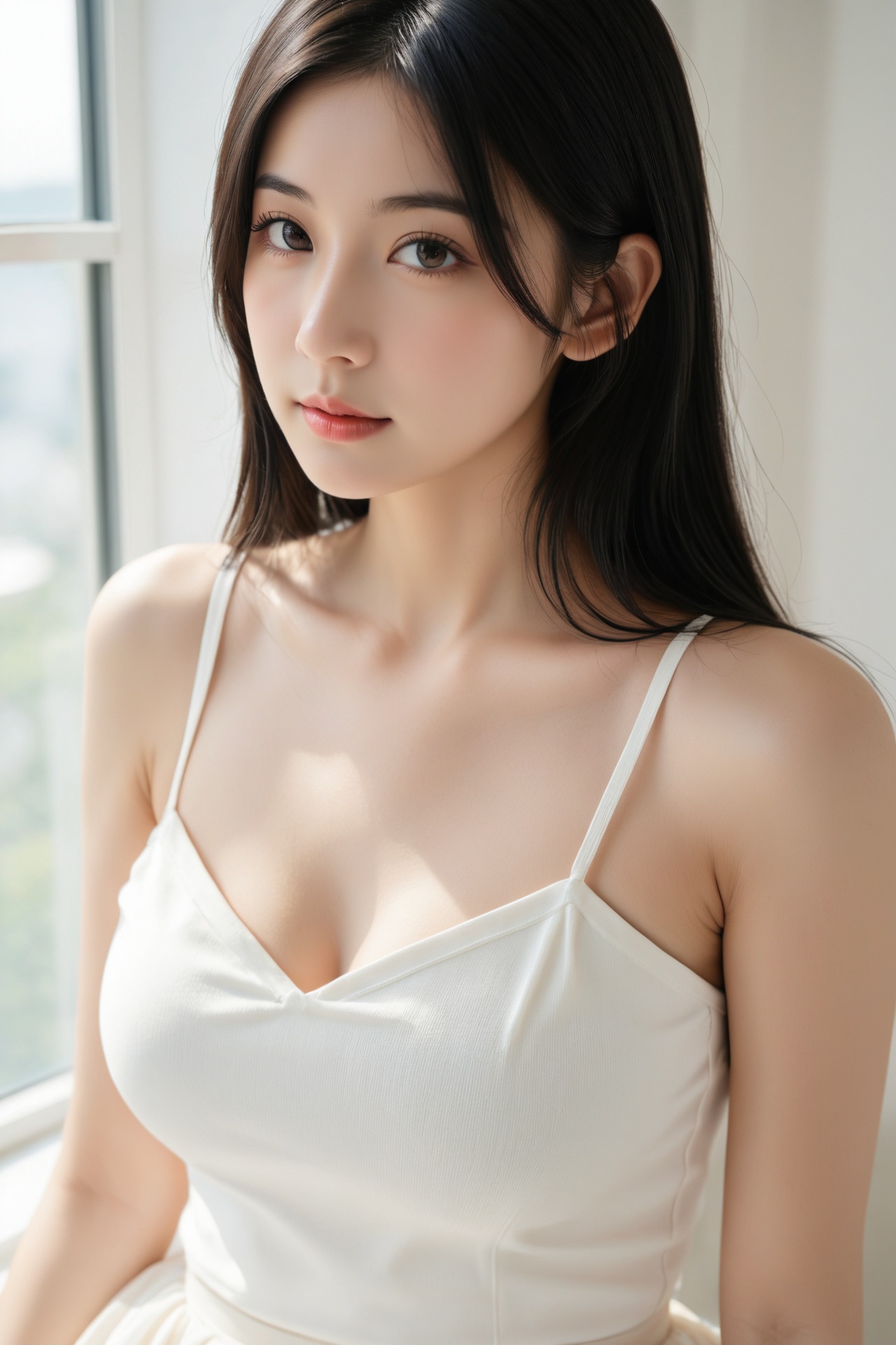 1girl,  long black hair,  straight hair on Tensor.Art