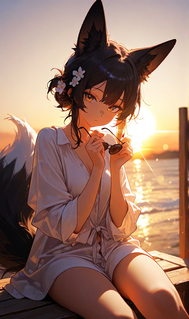 1girl,  fox girl,  fox ears on Tensor.Art