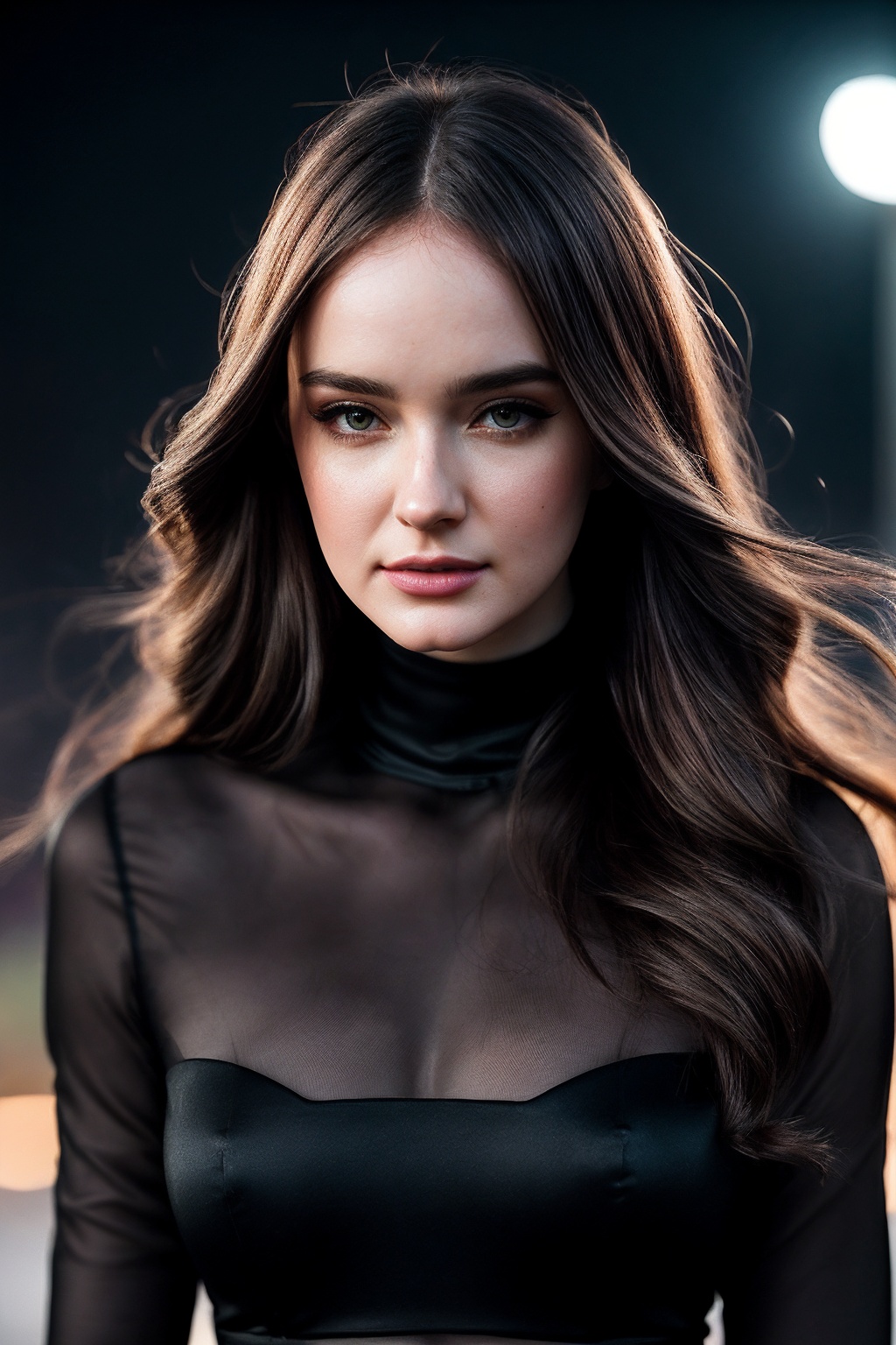 HazelM_SoloTI_v1,  (In a sleek,  dynamic outfit with flowing fabrics and modern on Tensor.Art