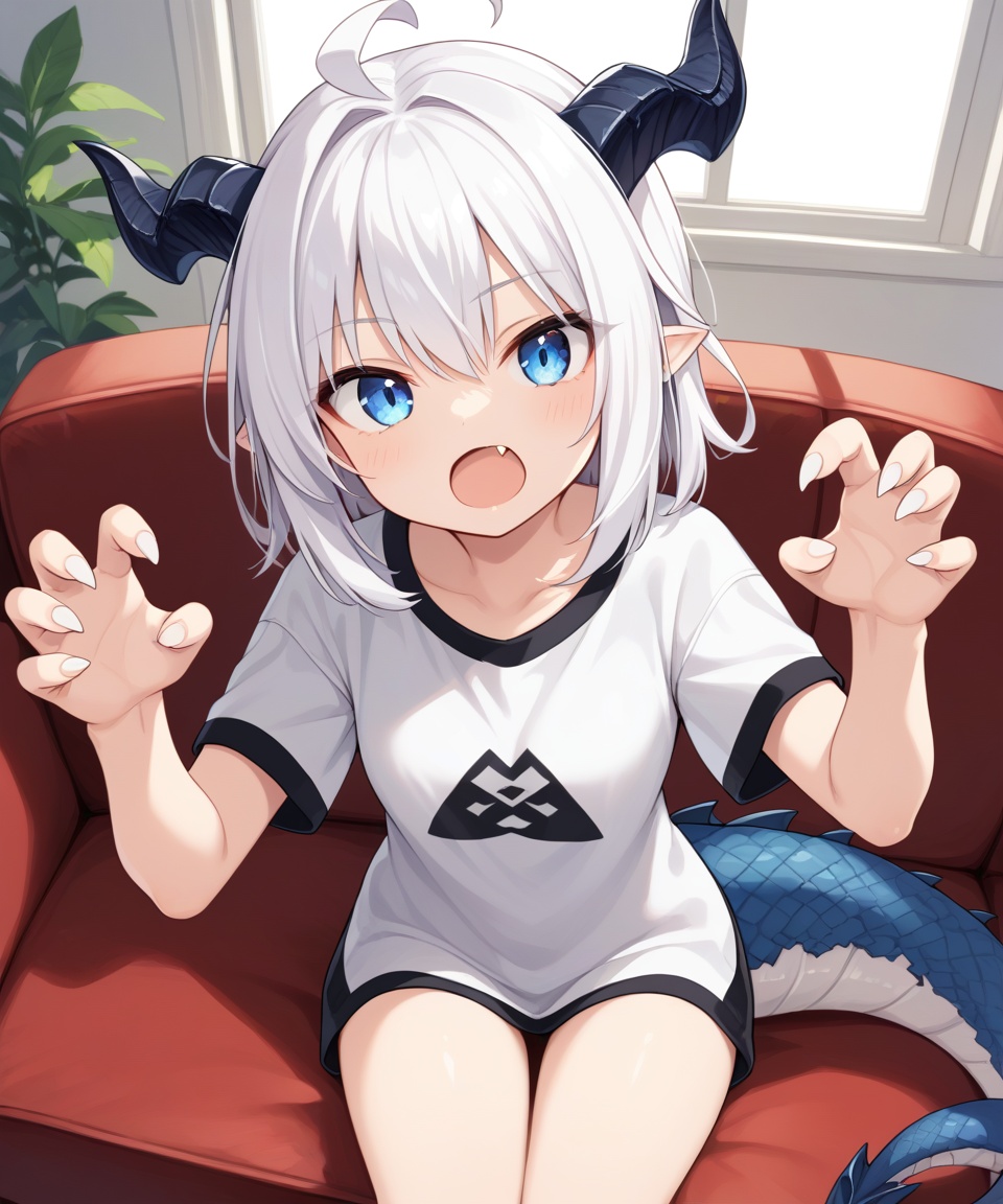 1girl,  white hair,  open mouth on Tensor.Art