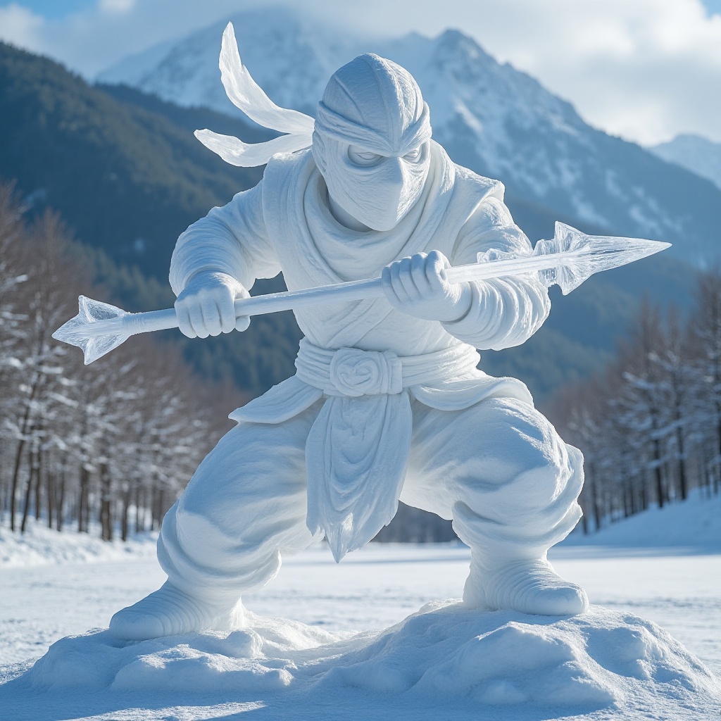 XUEDIAO,  XUEDIAO,  a snow ninja snow sculpture on Tensor.Art