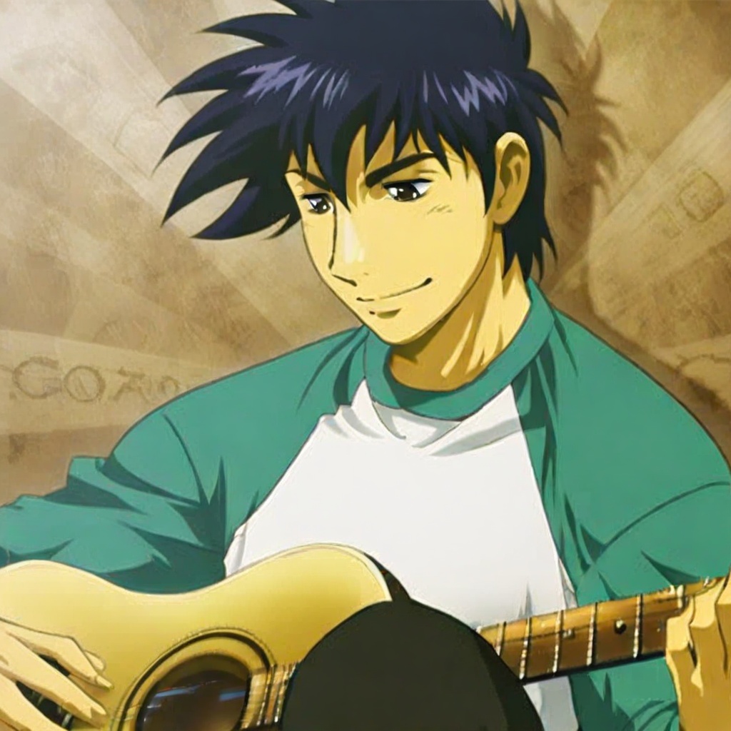 goro shigeno,  1boy,  acoustic guitar on Tensor.Art