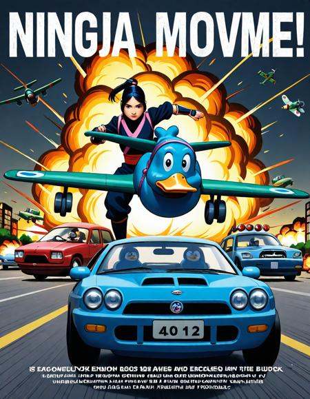 action movie poster,  duck,  ninja on Tensor.Art