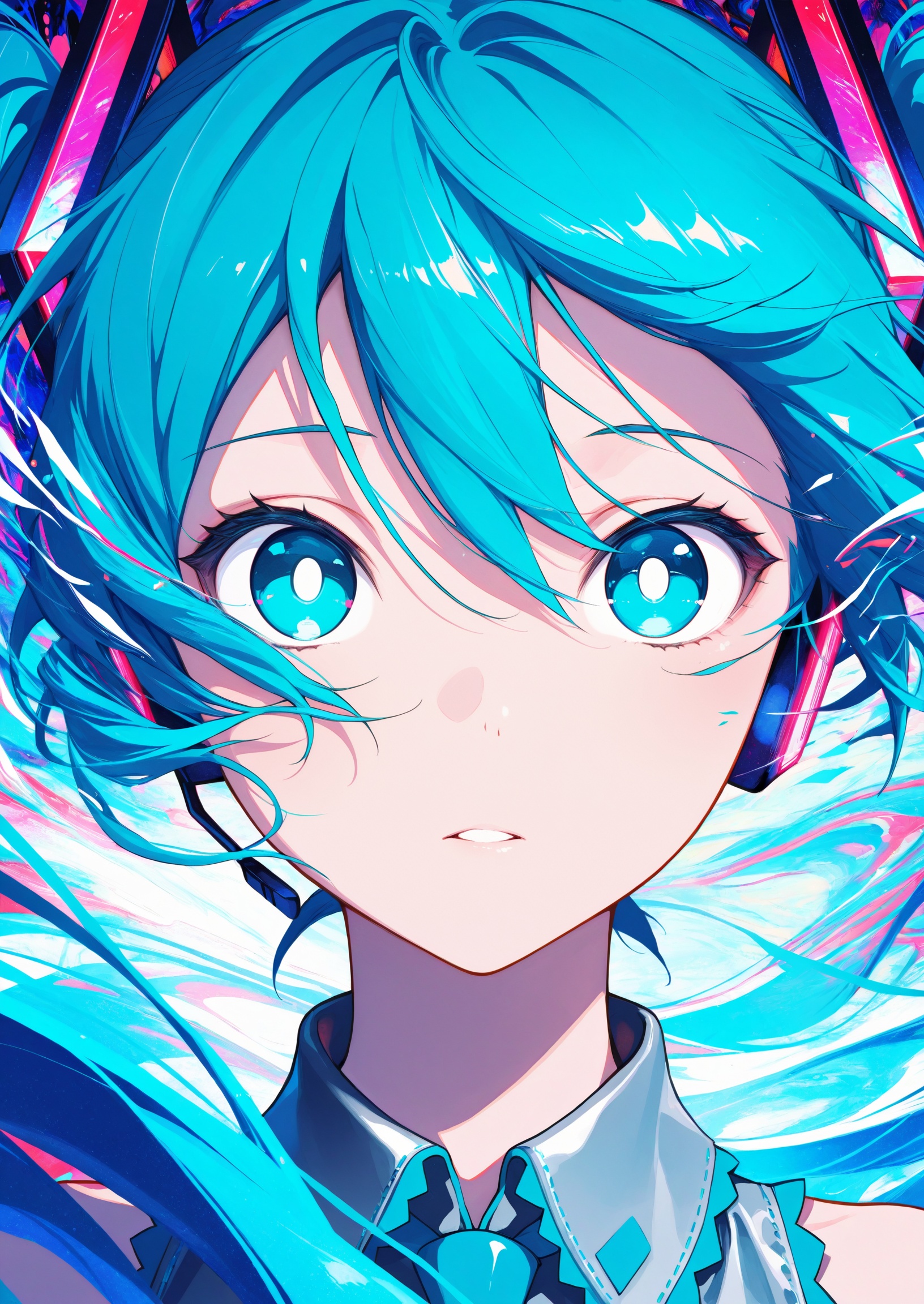 1girl,  hatsune miku,  white pupils on Tensor.Art
