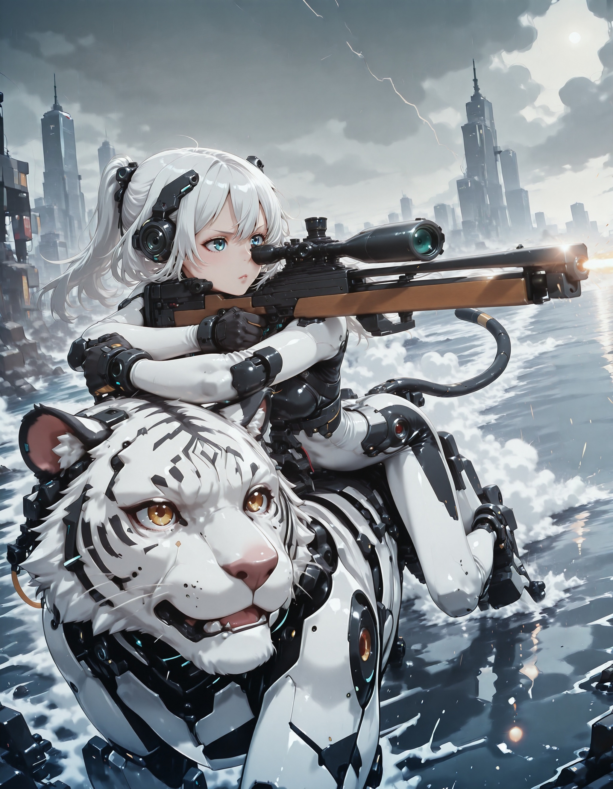 1girl,  white bodysuit with black stripes,  head gear on Tensor.Art