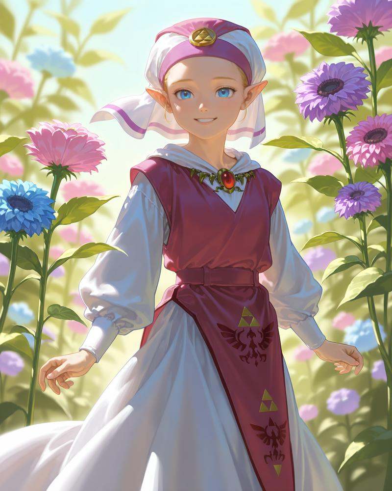 1girl,  young spinning in a flower garden,  sunny background on Tensor.Art