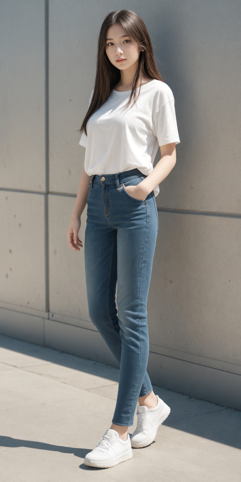 girl,full body,looking at viewer,realistic,simple background,